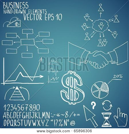 Business elements. Hand-drawn