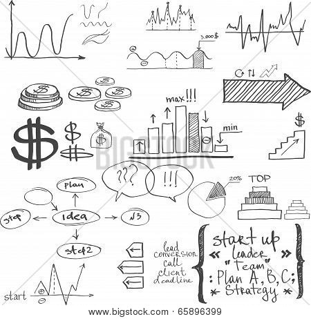 Business elements. Hand-drawn