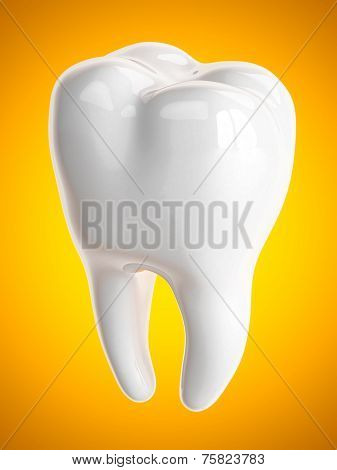 Tooth on a orange backgroun