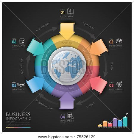 Global Business And Financial Infographic With Arrow Round Circle Diagram