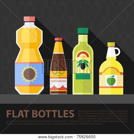 Vector color flat kitchen bottle set