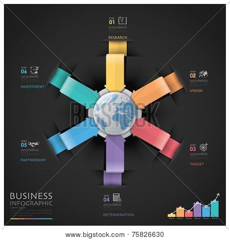 Global Business And Financial Infographic With Arrow Round Circle Diagram