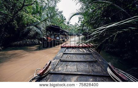 Rowing a boat in Vietnam