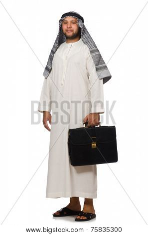 Concept with arab man isolated on white