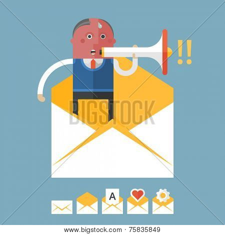 Set of flat design concept icons for mail marketing