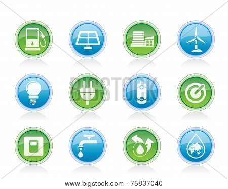 Ecology, power and energy icons