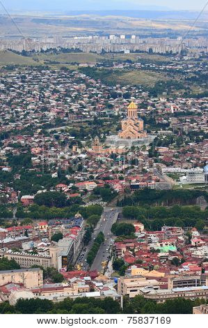 aerial view of Tbilisi, Georgia