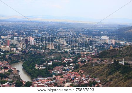 aerial view of Tbilisi, Georgia