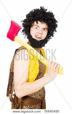 Savage man isolated on white
