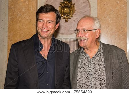 MOSCOW - JUNE, 20: T.Semina and Press conference Russian Italian film Amori elementari. Welcome reception at the Embassy of Italy. June 20, 2014 in Moscow, Russia