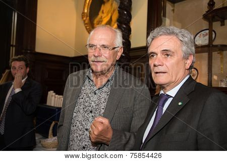 MOSCOW - JUNE, 20: T.Semina and Press conference Russian Italian film Amori elementari. Welcome reception at the Embassy of Italy. June 20, 2014 in Moscow, Russia