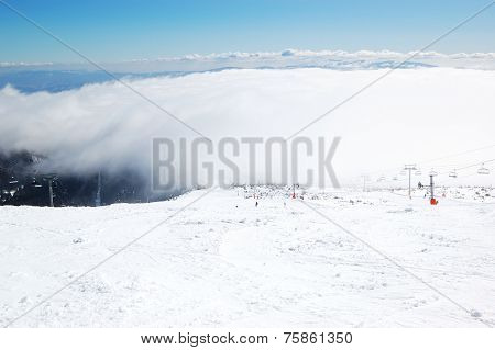 The Slope In Strbske Pleso Ski Resort, High Tatras, Slovakia