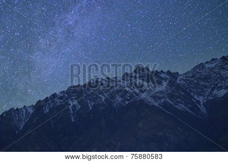 beautiful Natural rocks and stars at night in the mountains. Northern Pakistan.