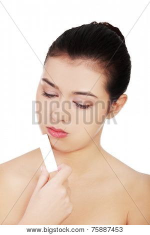 Beautiful woman holding a waffer