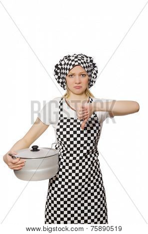 Woman cook isolated on the white background