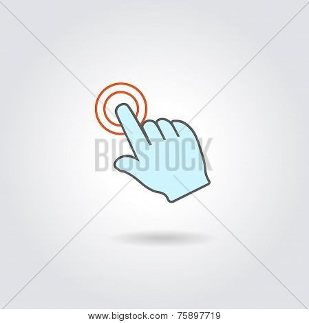 Hand with touching a button or pointing finger