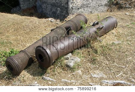 Cannon Barrels Castle in Greece