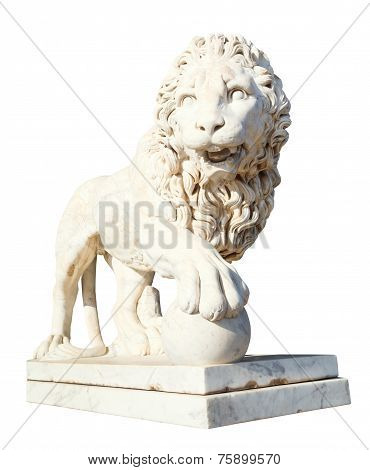 Medici Lion With Sphere Isolated On White