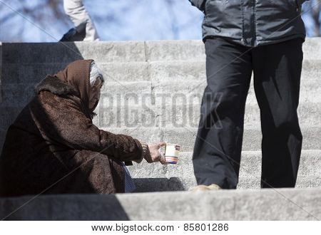 Homeless Woman Begging