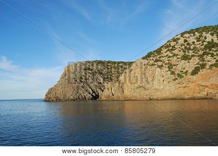 The bay and Caletta beach of Cala Domestica in the Sulcis area of Sardinia, Italy