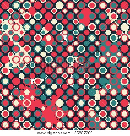 Red Circless Seamless Pattern With Blob Effect