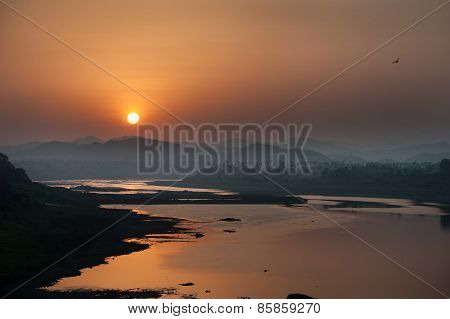 Sunrise on river Narmada