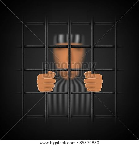 A Convicted Person Behind a Prison Cell.