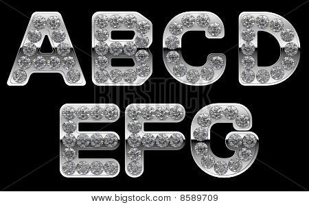 실버 A, B, C, D, E, F, G 편지 다이아몬드 Incrusted