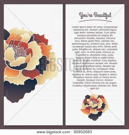 Brochure design, peony flower vector template