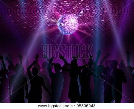 Disco Ball Background. Dancing People