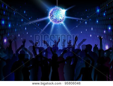 Disco Ball Background. Dancing People