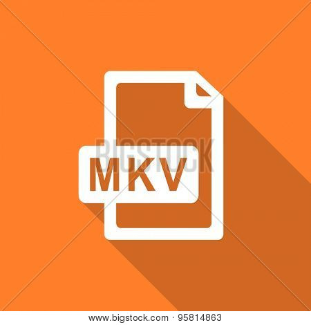mkv file flat design modern icon with long shadow for web and mobile app  