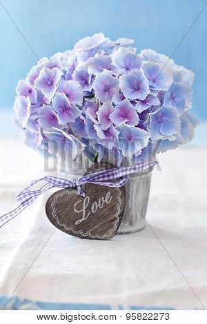 hydrangea flowers and heart.