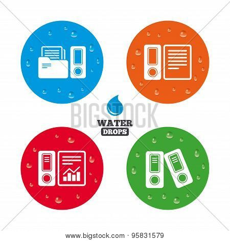 Accounting icons. Document storage in folders.