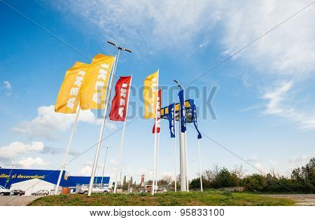 Ikea Store Flags Near Its Entrance
