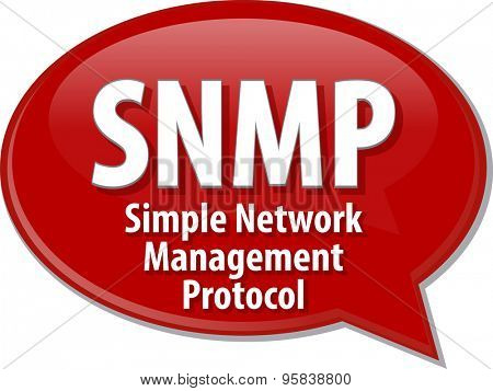 Speech bubble illustration of information technology acronym abbreviation term definition SNMP Simple Network Management Protocol
