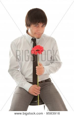 Mand med Gerbera