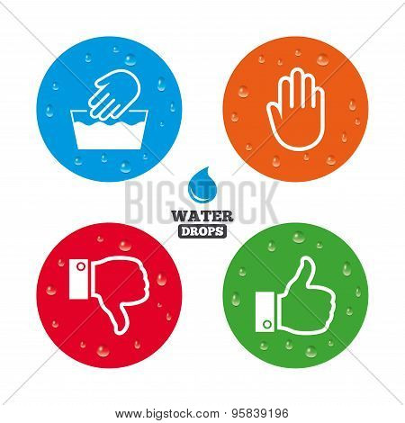 Hand icons. Like and dislike thumb up symbols.