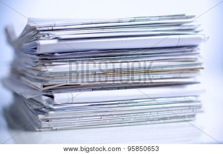 Big stack of papers ,documents on the desk
