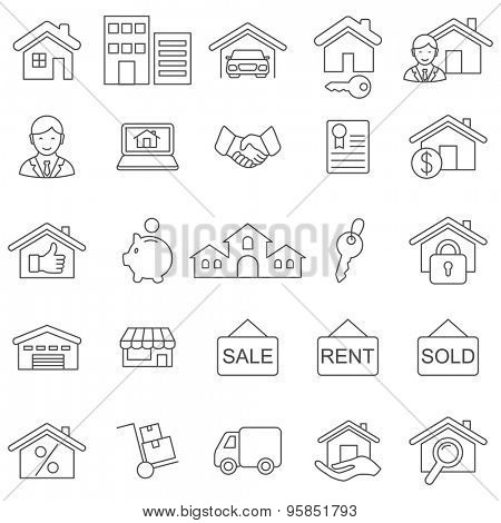 Real Estate line icons set.Vector