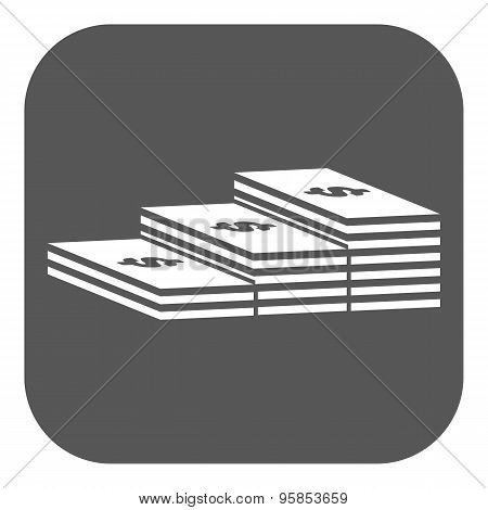 The Stack Of Banknotes Icon. Greenback, Bank Note, Money Symbol. Flat