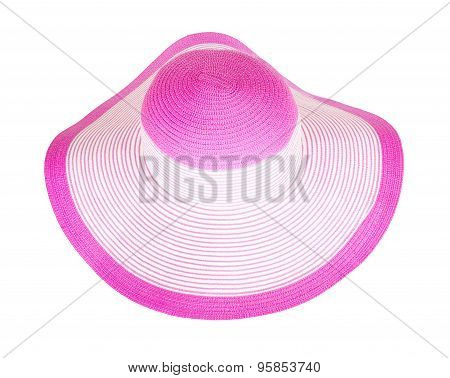 Summer Straw  Pink Hat Isolated