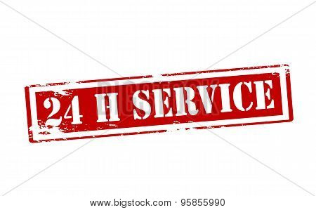 Rubber stamp with text twenty four hours service inside vector illustration