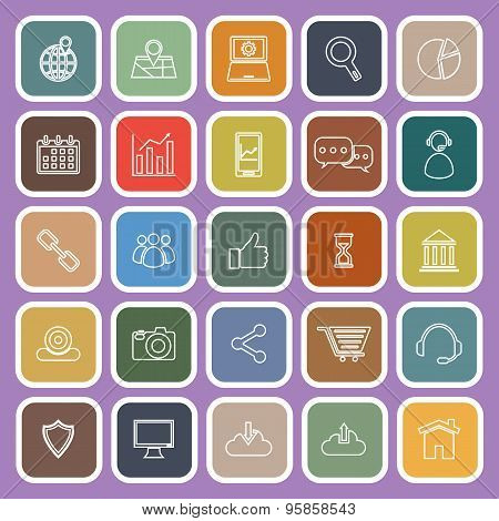 Seo Line Flat Icons On Violet Background