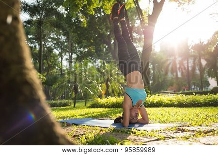 Doing yoga