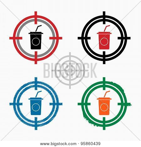 Soft Drink Icon On Target Icons Background