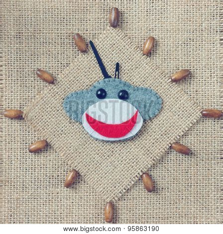 Monkey, Happy New Year 2016, Time, Clock, Handmade
