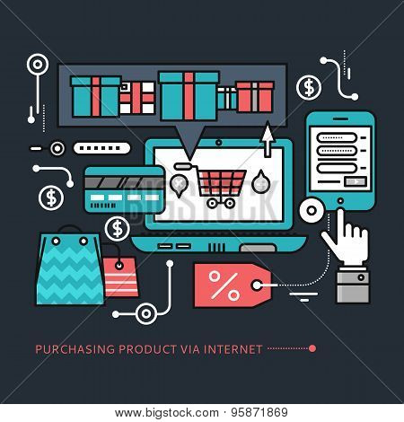 Purchasing, Delivery Product via Internet on Black