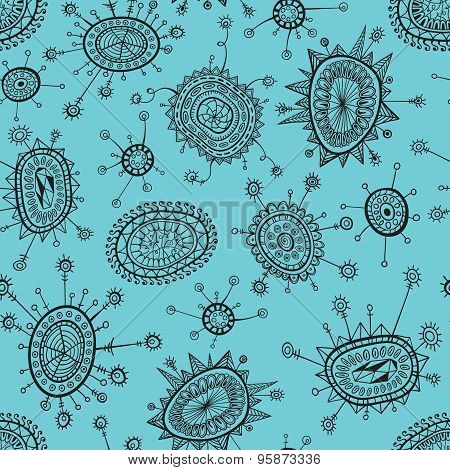 Doodles Hand Drawn Seamless Pattern. Vector Background