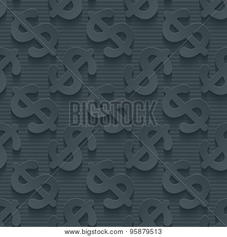 Dark gray currency symbols wallpaper. 3d seamless background. Vector EPS10.